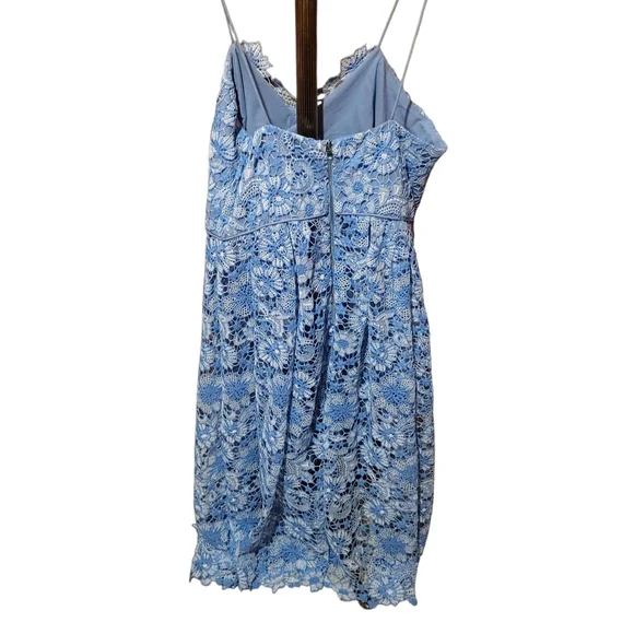 Donna Morgan Chemical Lace Spaghetti Strap Midi Dress Blue Taylor Swift Size 12 - Picture 2 of 6